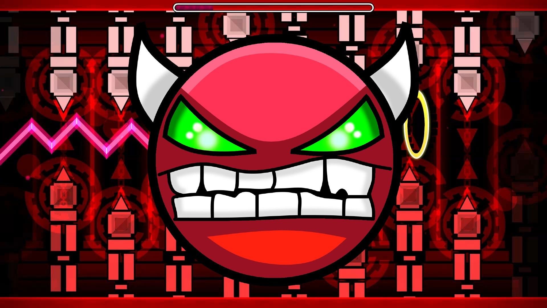 Cubo demone rosso Geometry Dash, 1920x1080 1080p, PC