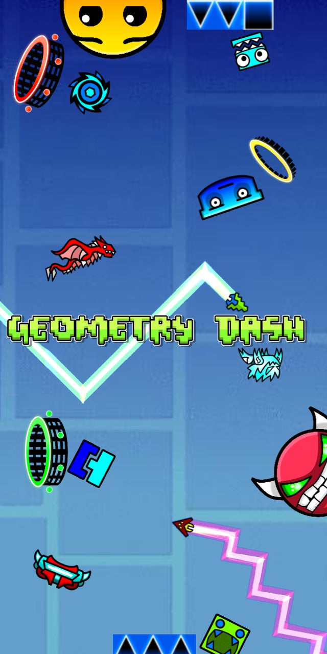 Geometry Dash icone geometriche blu, 640x1279 Full HD Verticale, Smartphone