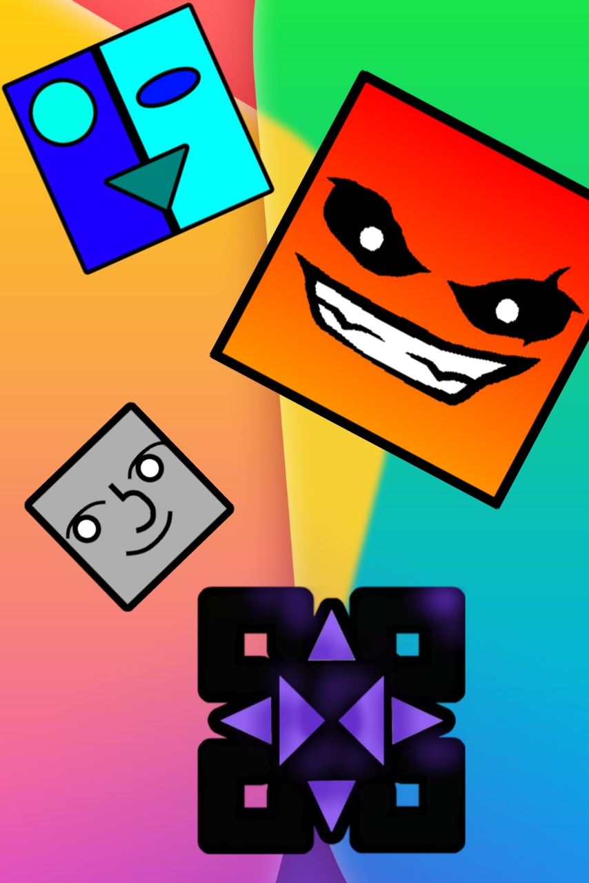 Cubi Geometry Dash colorati, 854x1280 Full HD Verticale, Samsung Galaxy