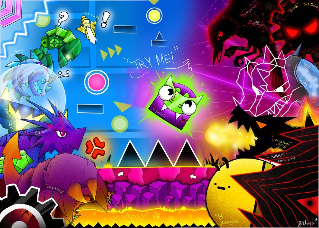 Geometry Dash personaggi cubo colorati, 1057x755 HD, Desktop