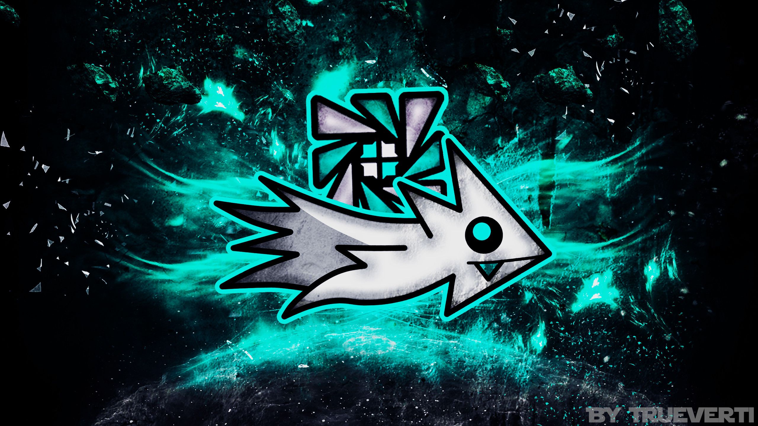 Astronave Geometry Dash cyan, 2560x1440 1440p, Desktop