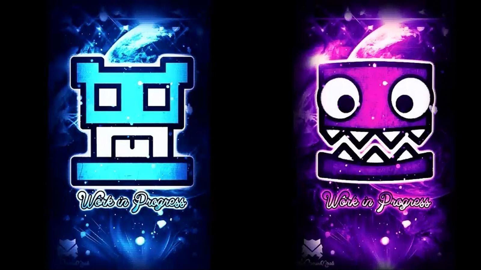 Icone Geometry Dash blu viola, 1600x900 HD Ready, Laptop