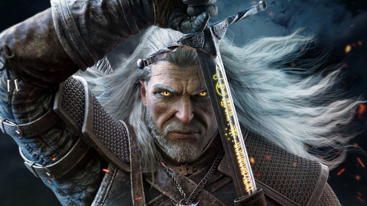 Geralt di Rivia con spada, The Witcher, 1280x720 720p, Laptop