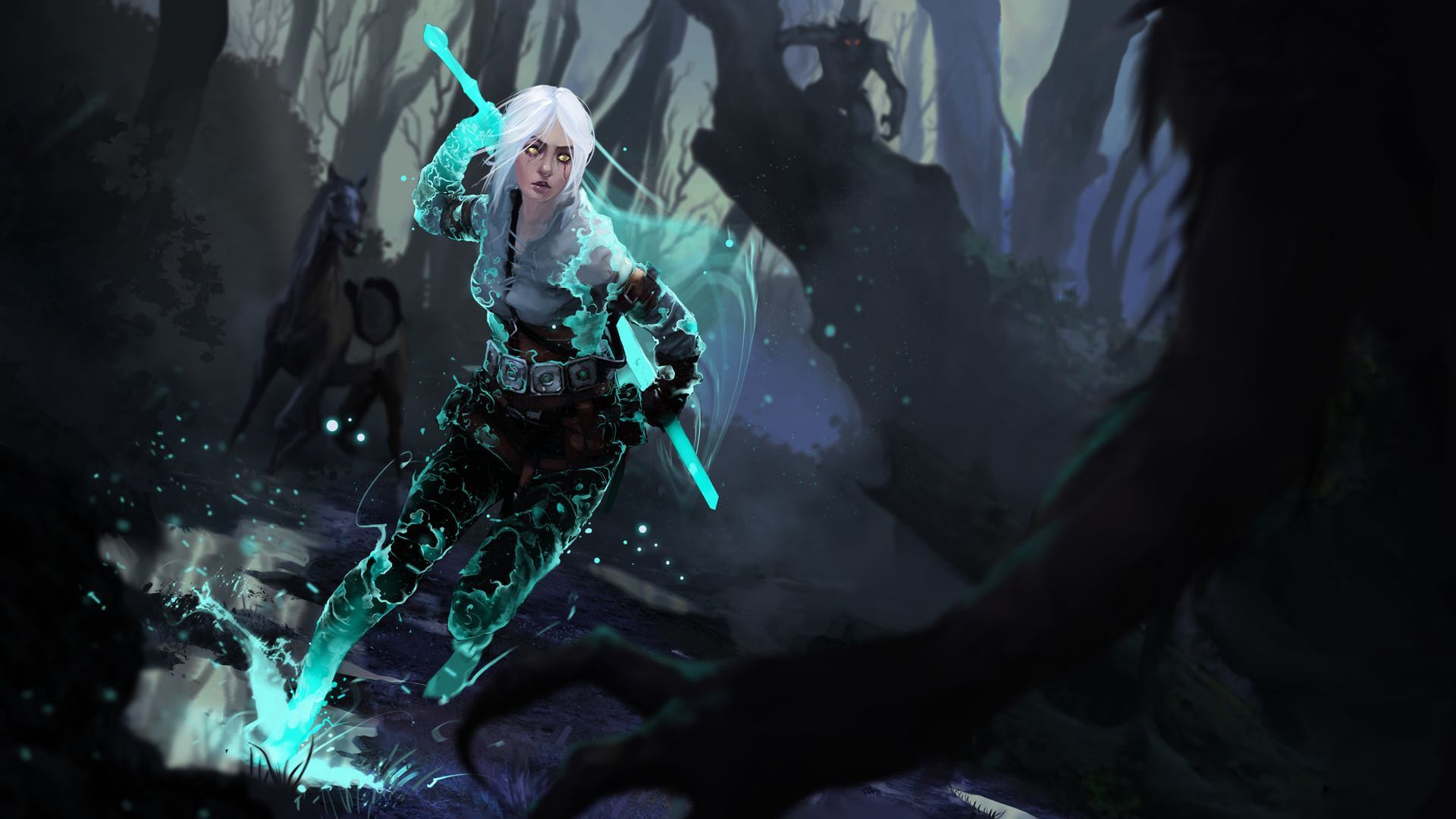 Ciri incantesimo foresta Witcher, 1920x1080 Full HD, Desktop