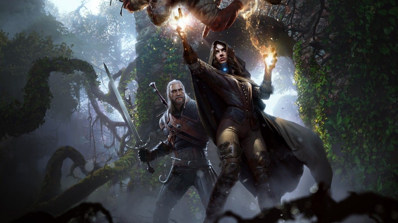 Geralt e Yennefer, foresta oscura, Geralt di Rivia, 1280x720 HD, Desktop