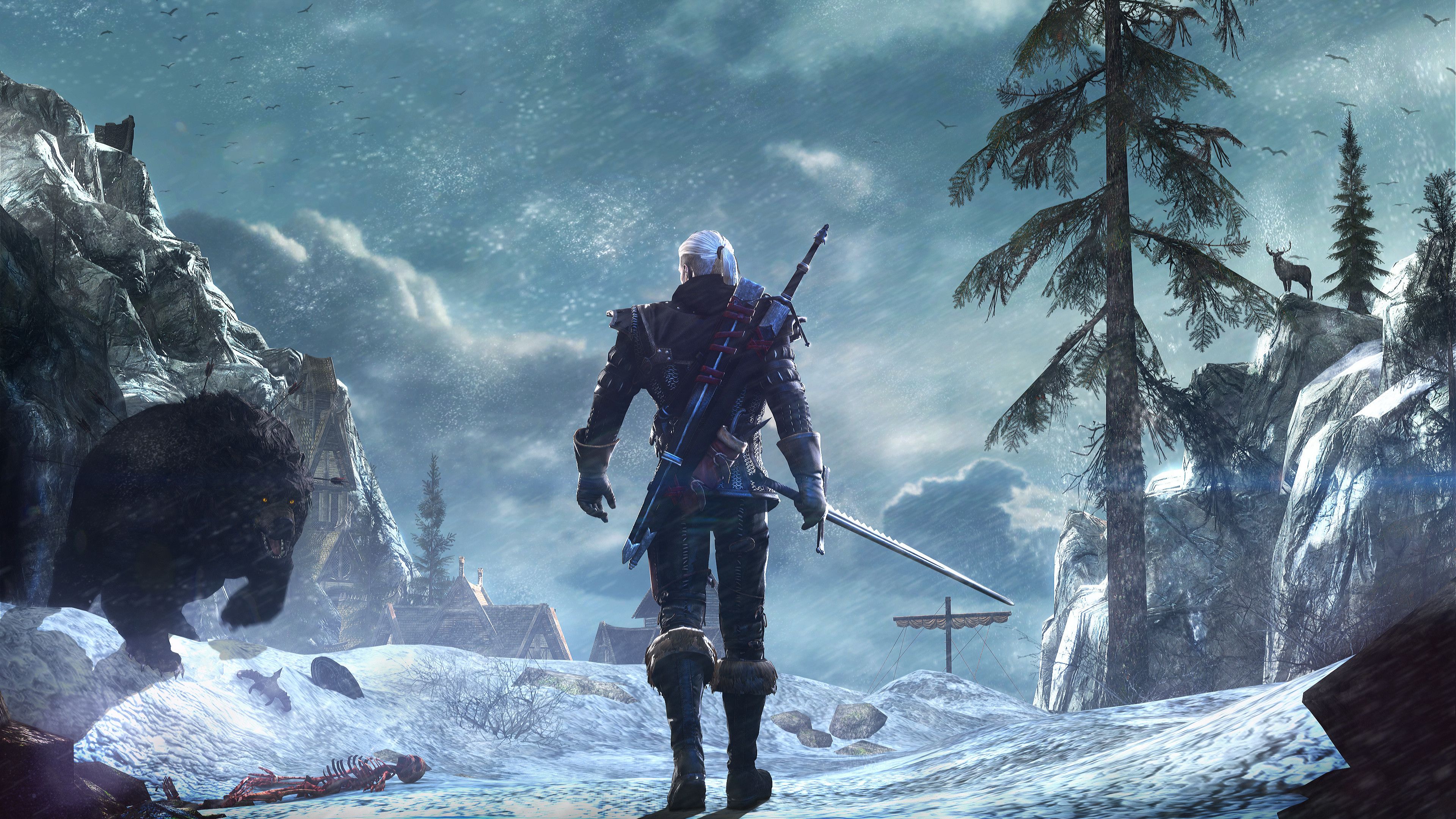Geralt di Rivia, paesaggio innevato, 3840x2160 UHD, Monitor 4K