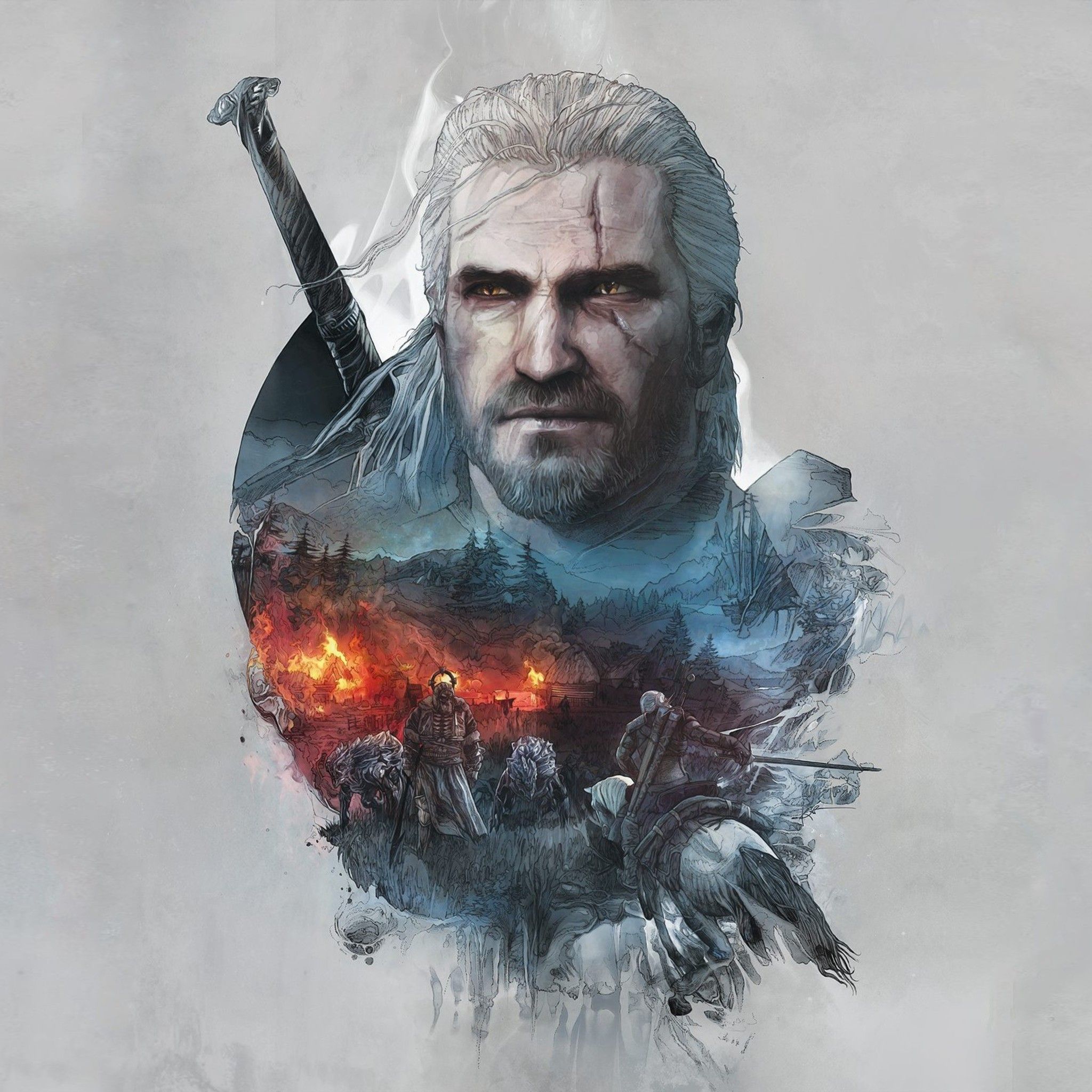 Geralt di Rivia, The Witcher, 2048x2048 2K, PC