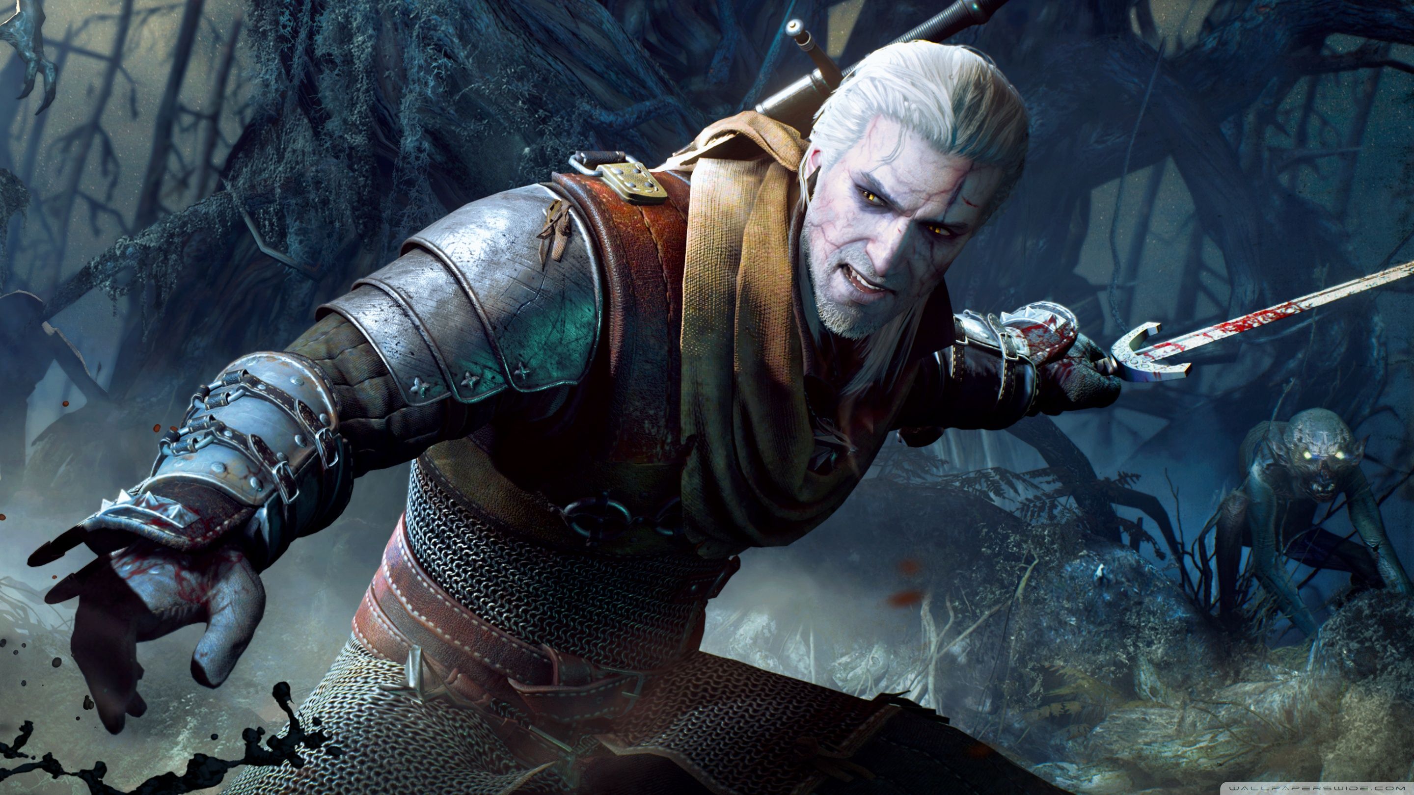 Geralt combatte mostri, foresta, 2880x1620 WQXGA, Desktop