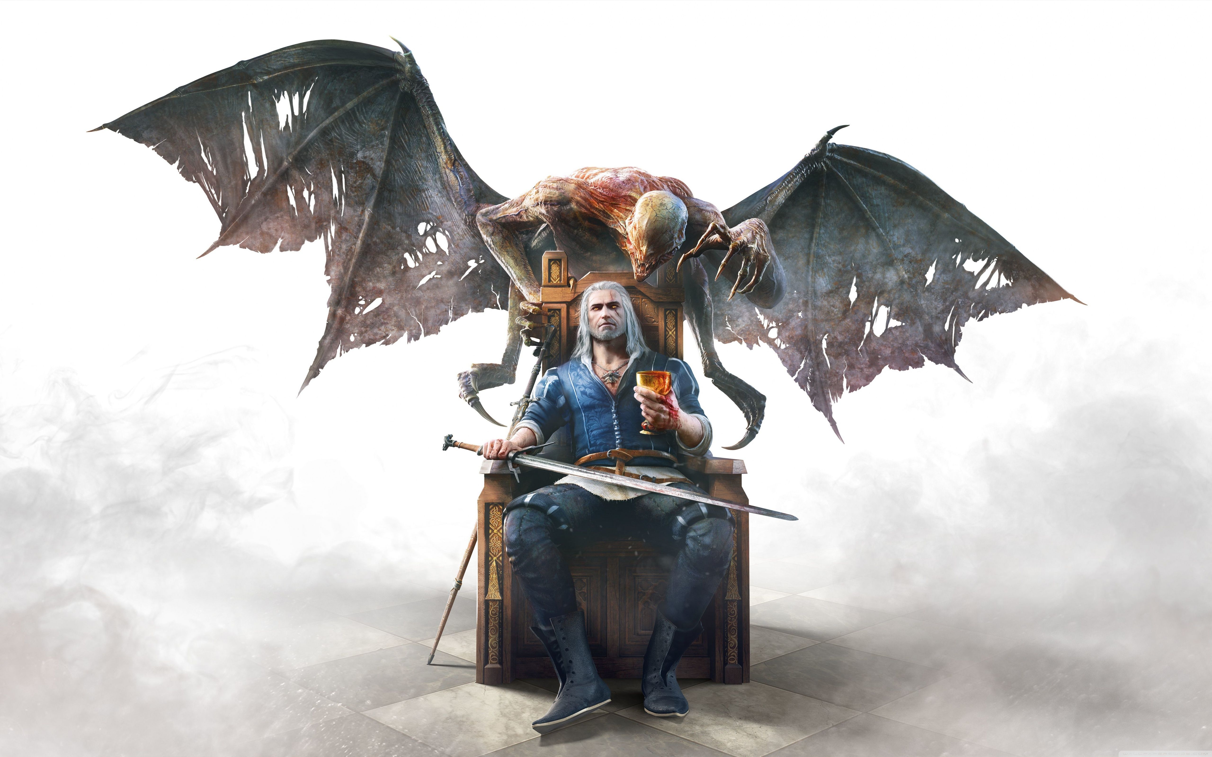 Geralt seduto con mostro alato, 5120x3200 4K, Desktop 4K