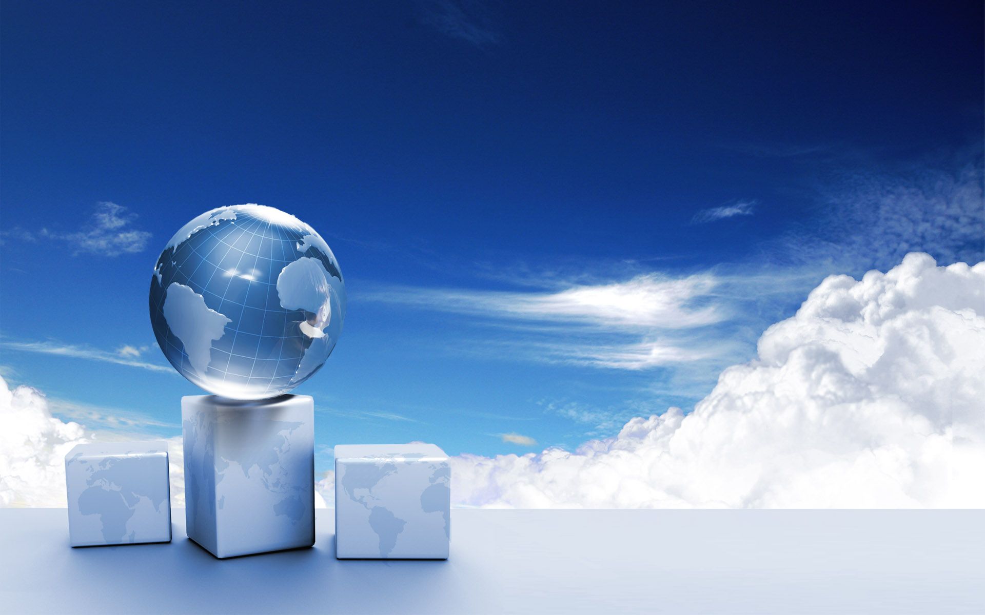 Globo su cubi bianchi, cielo, 1920x1200 Full HD+, PC Desktop