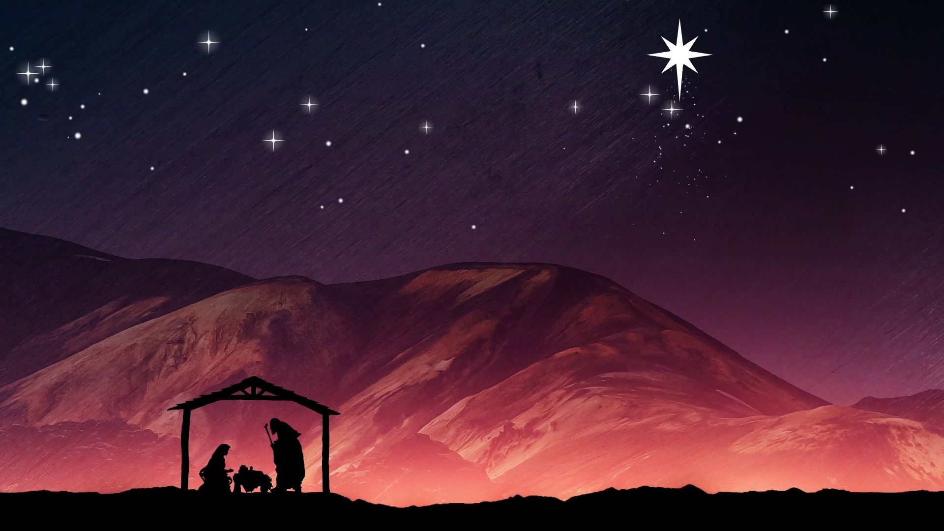 Natività silhouette notte stellata, 1920x1080 1080p, PC Desktop
