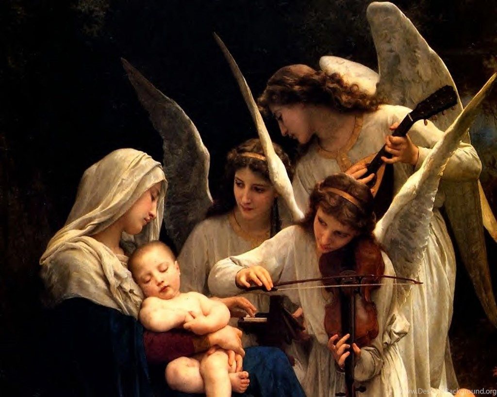 Maria con Gesù Bambino e angeli, 1024x819 HD, Desktop