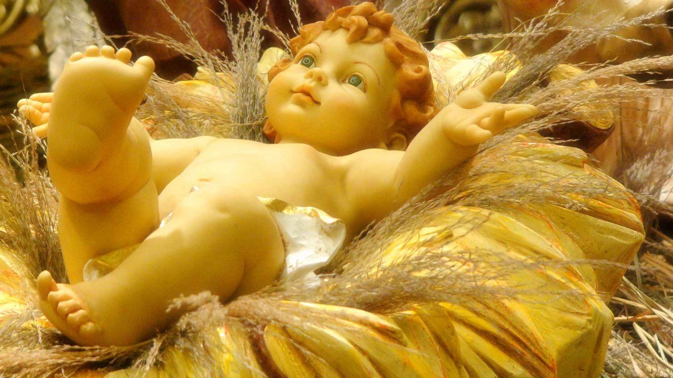 Statua Gesù Bambino dorata, 1366x768 HD, Desktop