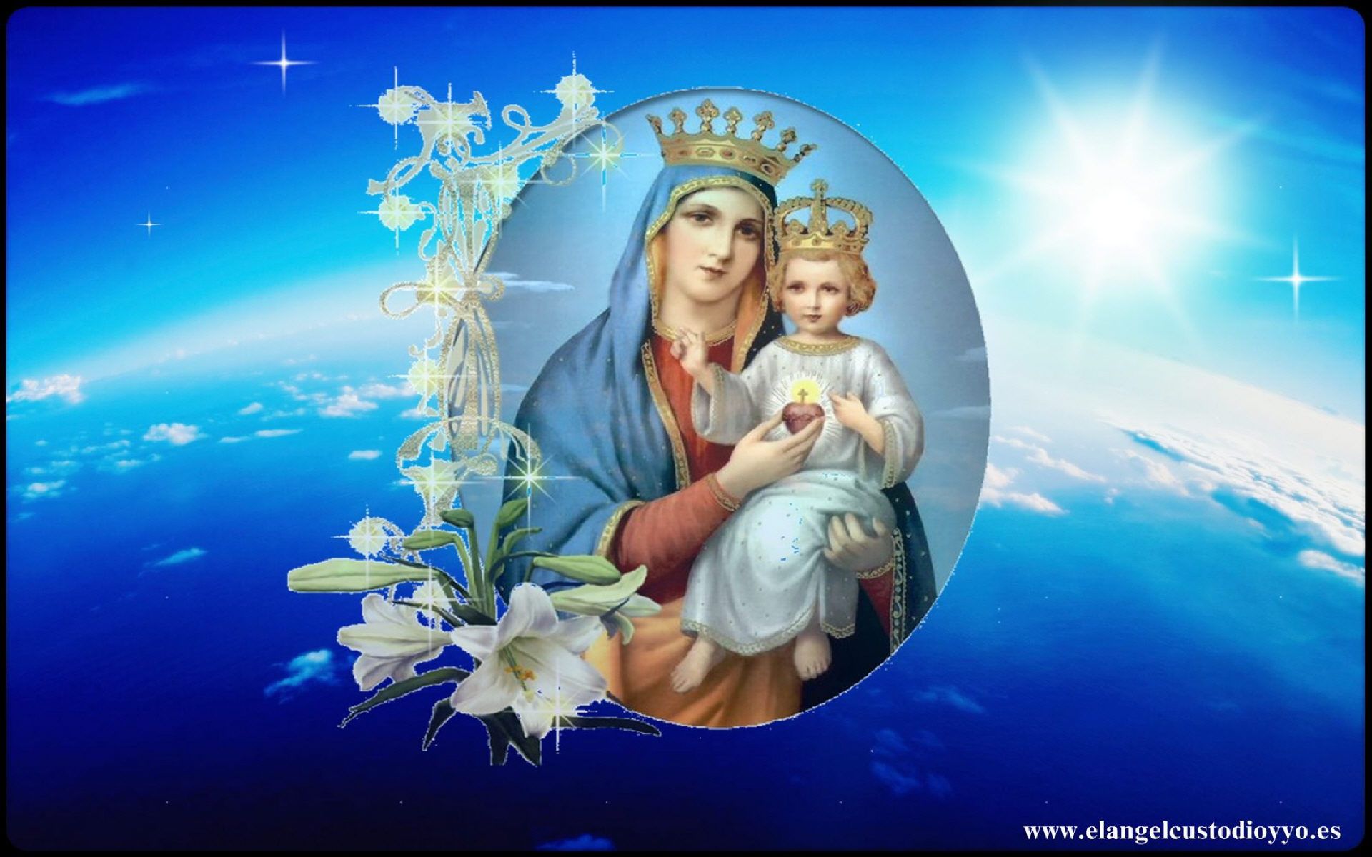 Madonna con Gesù Bambino corona, 1920x1200 Full HD+ WUXGA, Desktop