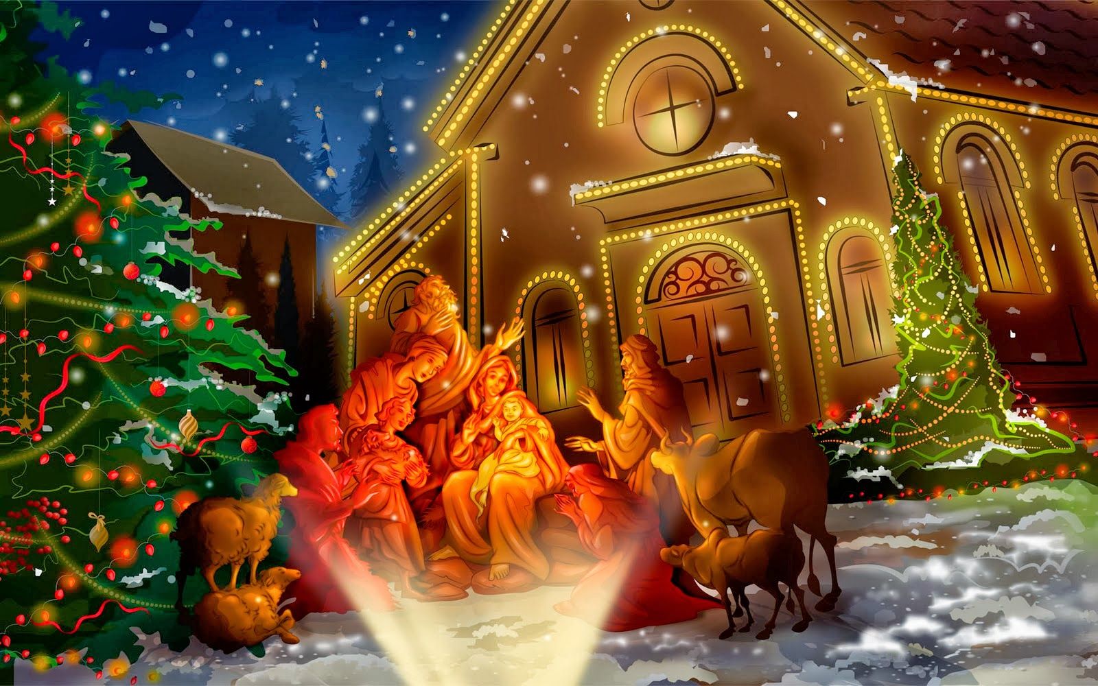 Natività Gesù Bambino chiesa notte, 1600x1000 HD, ROG Asus Laptop