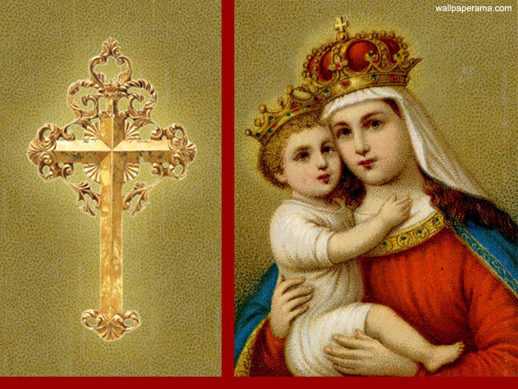 Madonna con Gesù Bambino e croce, 1024x768 HD, Desktop