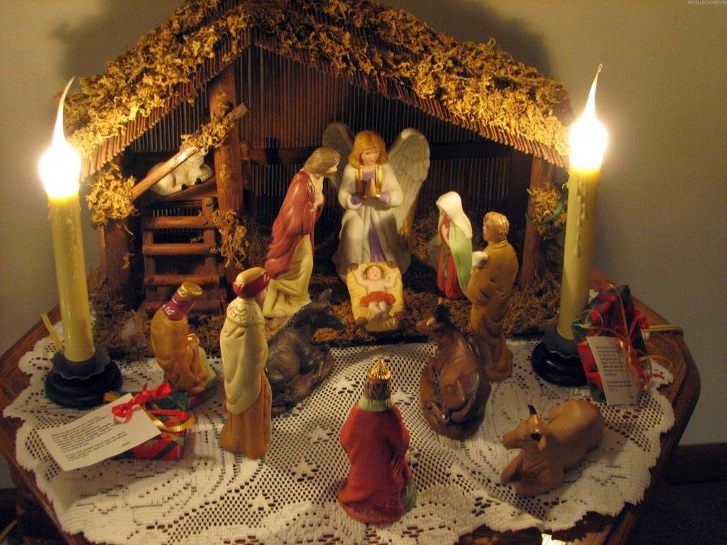 Presepe natalizio con candele, 1024x768 HD, PC Desktop