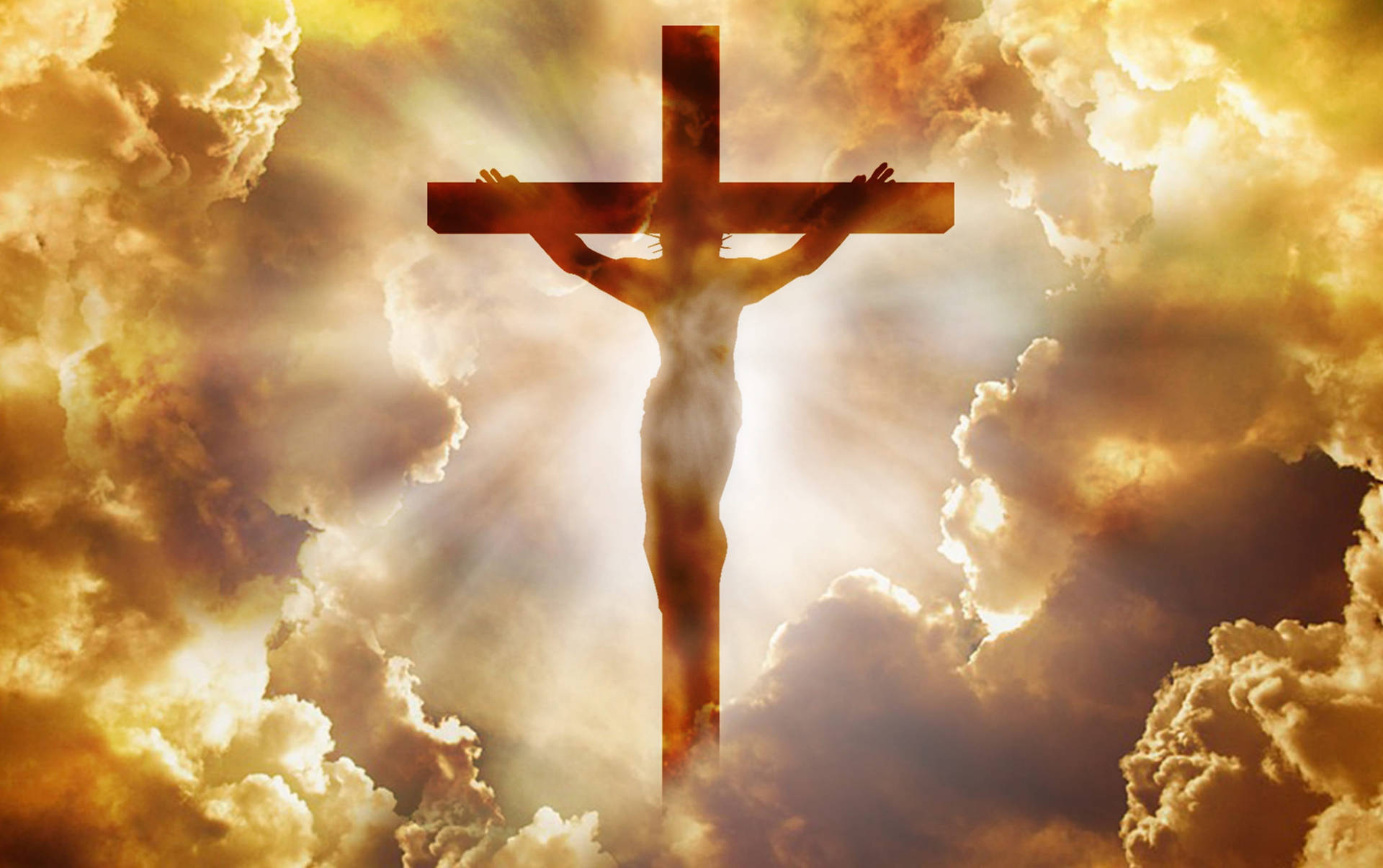 Gesù Cristo crocifisso nubi dorate, 1920x1205 Full HD+ WUXGA, Desktop