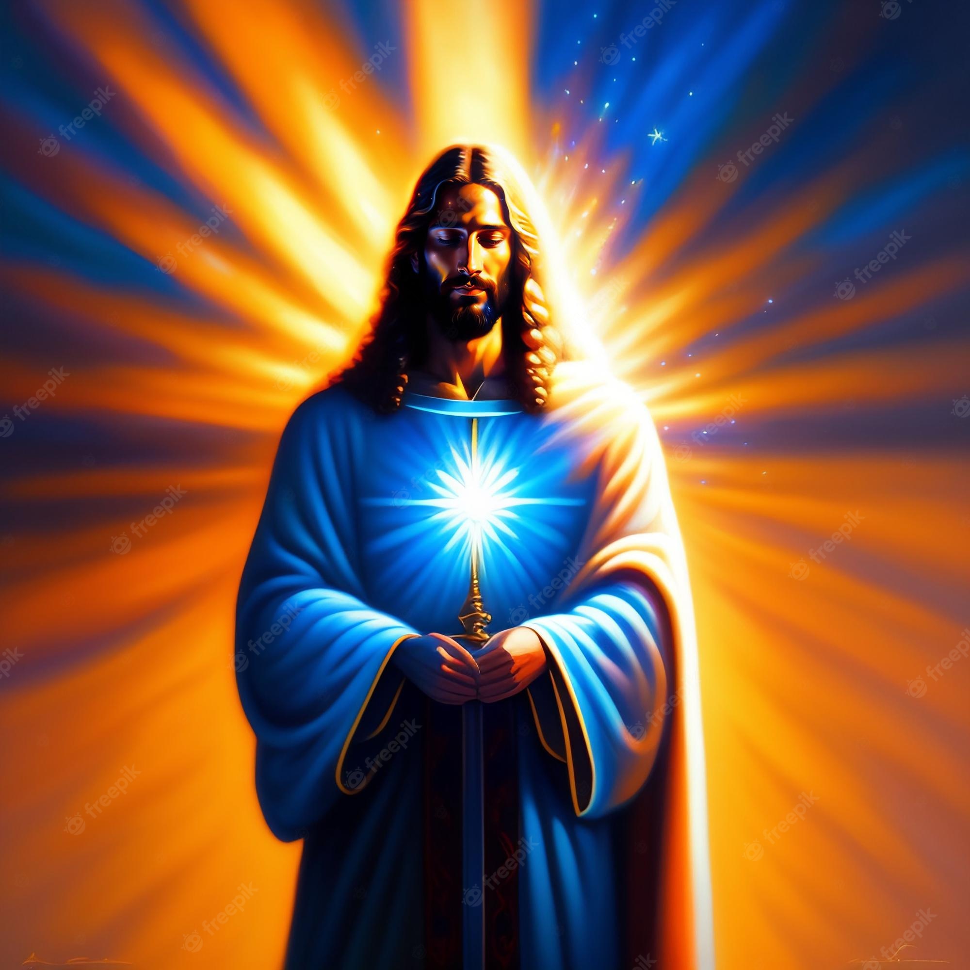 Gesù Cristo con luce raggiante, 2000x2000 Hi-Res, PC