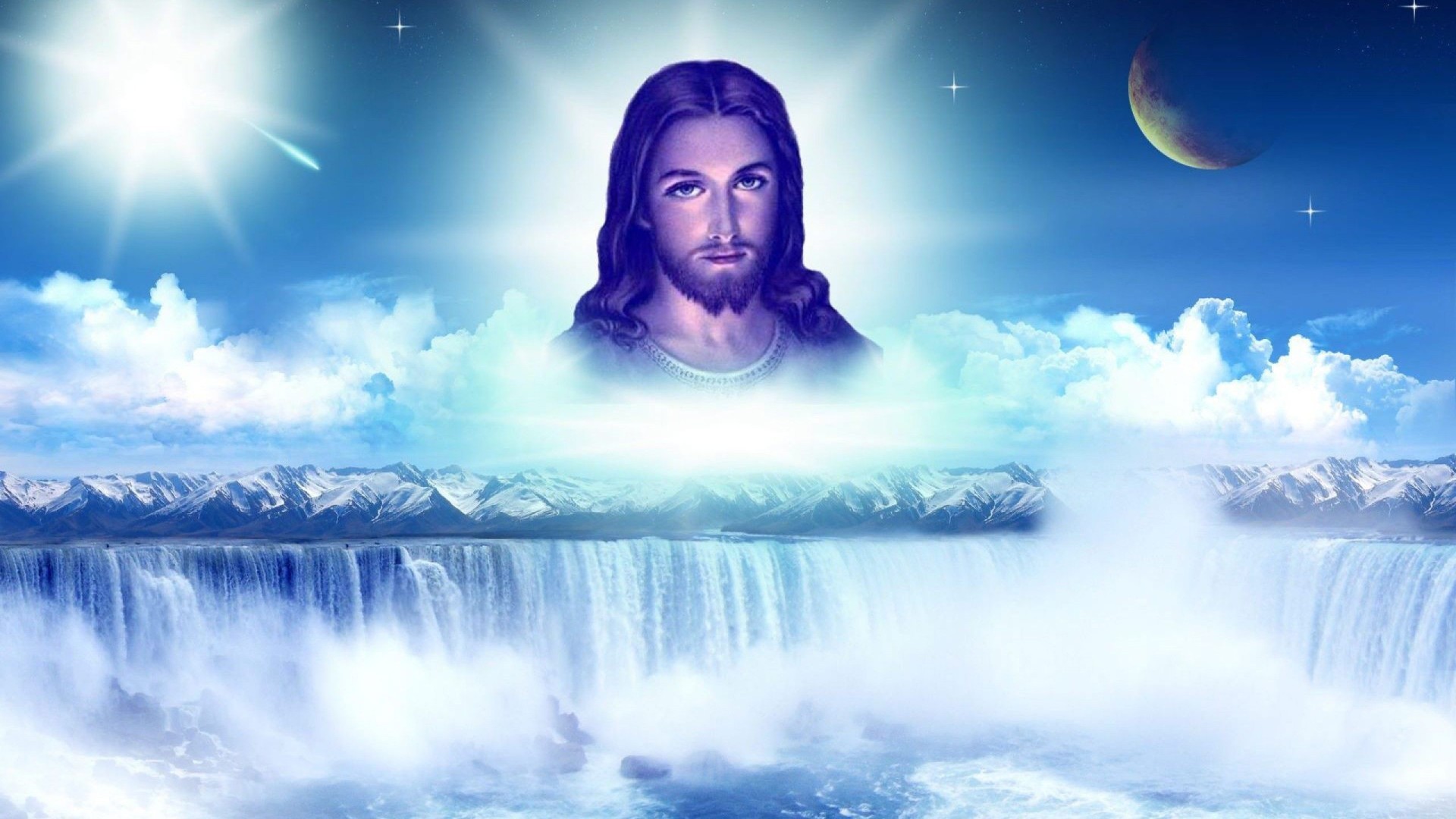 Gesù Cristo tra le nuvole, 1920x1080 Full HD, PC