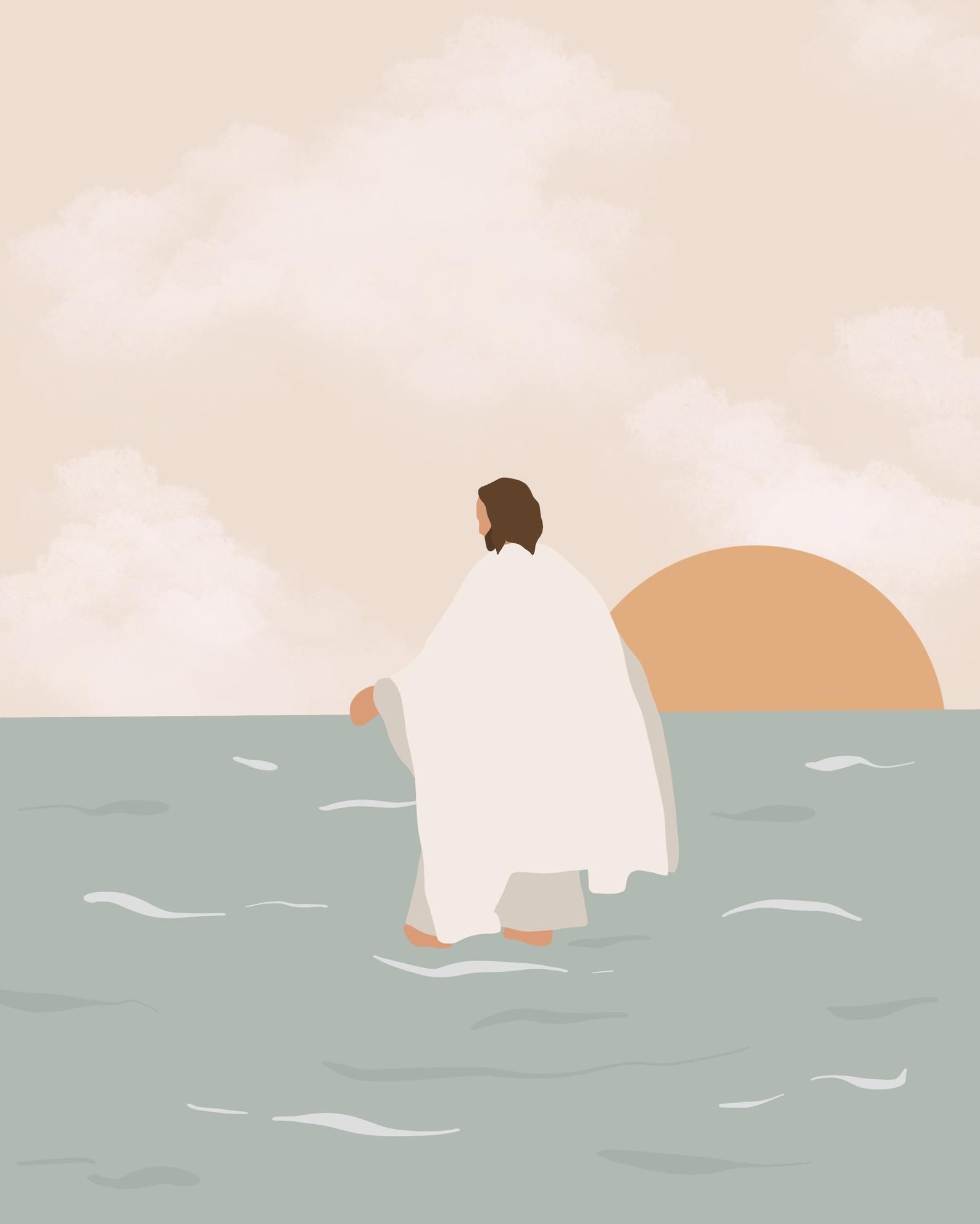 Gesù cammina sull'acqua, alba, 1588x1985 Verticale, Android