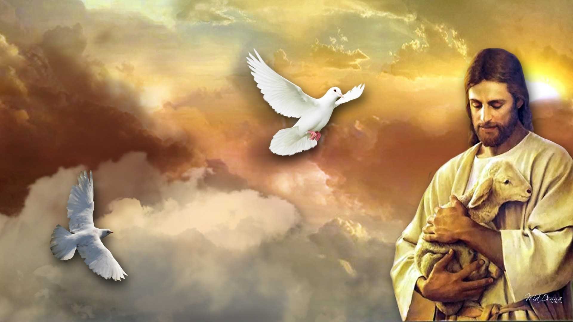 Gesù Cristo con colombe, 1920x1080 Full HD 1080p, Desktop