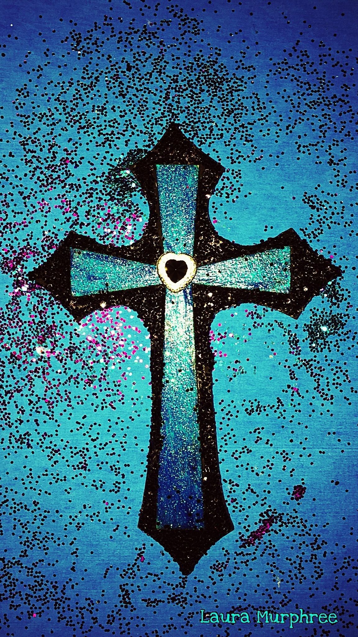 Croce blu con cuore, 1152x2048 Full HD Verticale, iPhone