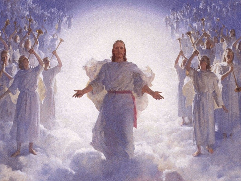 Gesù Cristo tra angeli nubi, 1024x768 HD, PC