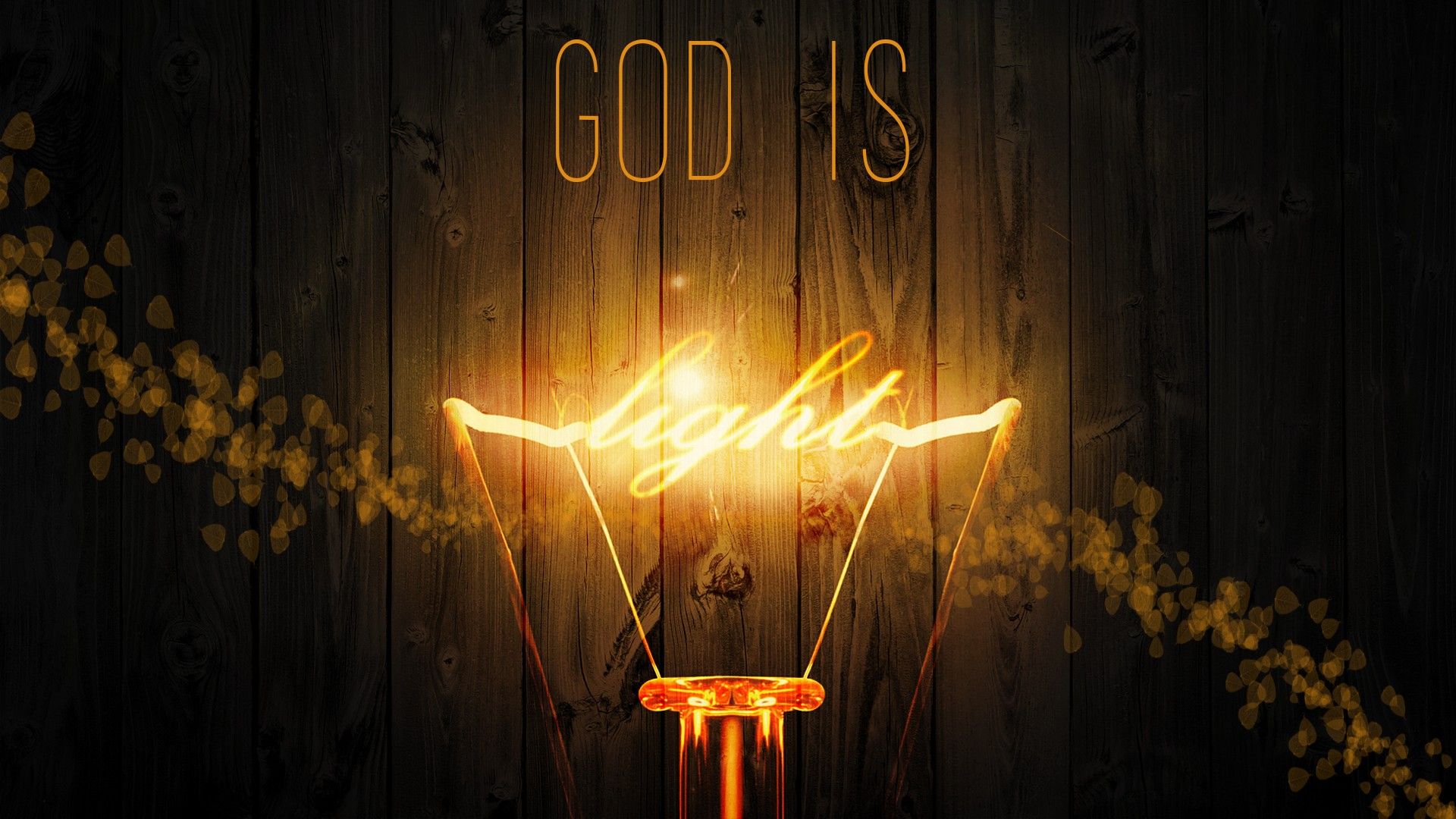 Lampadina luminosa scritta God Is, 1920x1080 Full HD, Laptop