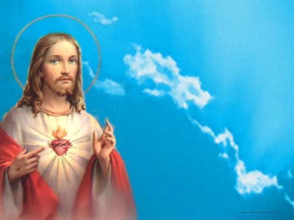 Gesù Sacro Cuore cielo azzurro, 1024x768 HD, Desktop