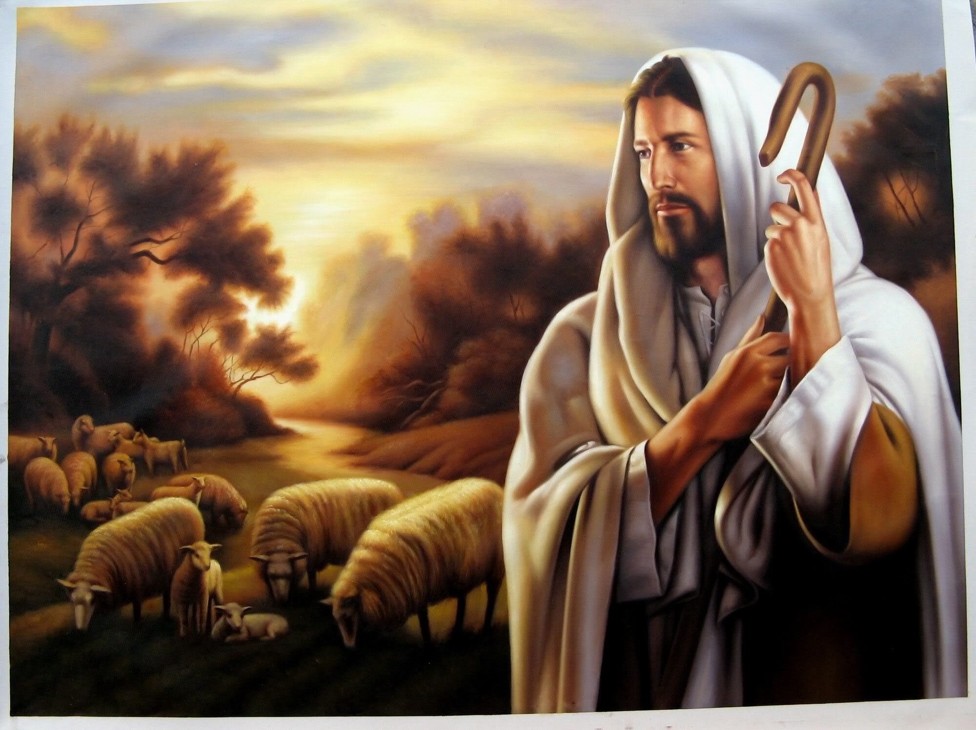 Gesù buon pastore con pecore, 2000x1496 2K, PC Desktop