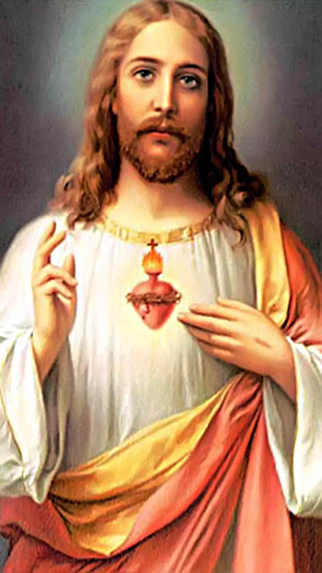 Gesù Sacro Cuore dipinto, 1080x1920 Full HD Verticale, iPhone