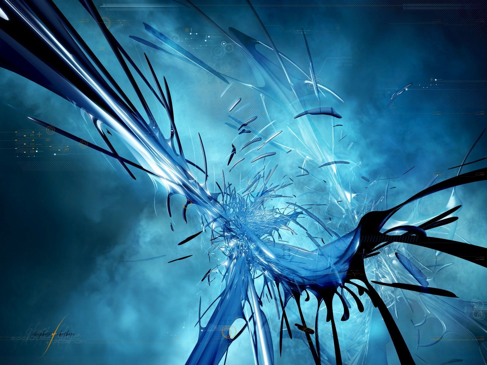 Astratto grafico blu cristallino, 1600x1200 900p, Desktop