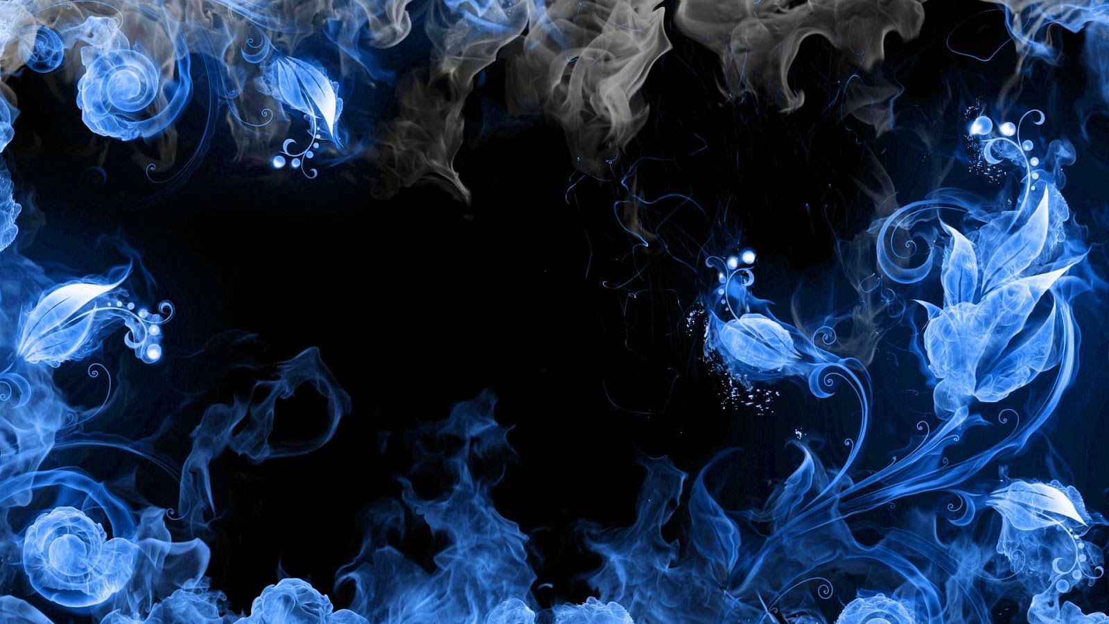Fumo blu astratto su nero, 1600x900 900p, Desktop