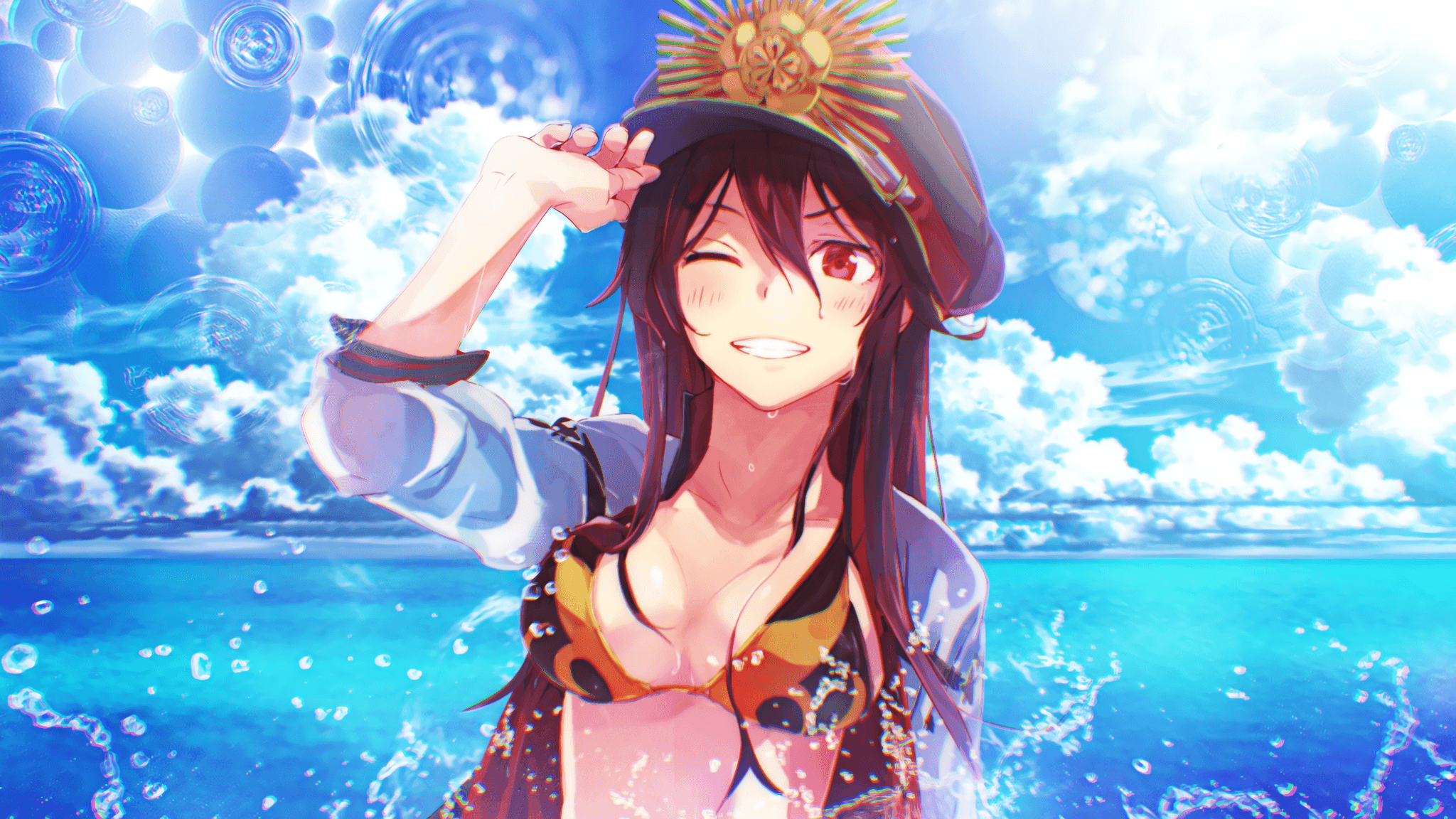 Nobunaga estate spiaggia anime, 2048x1152 Hi-Res, PC