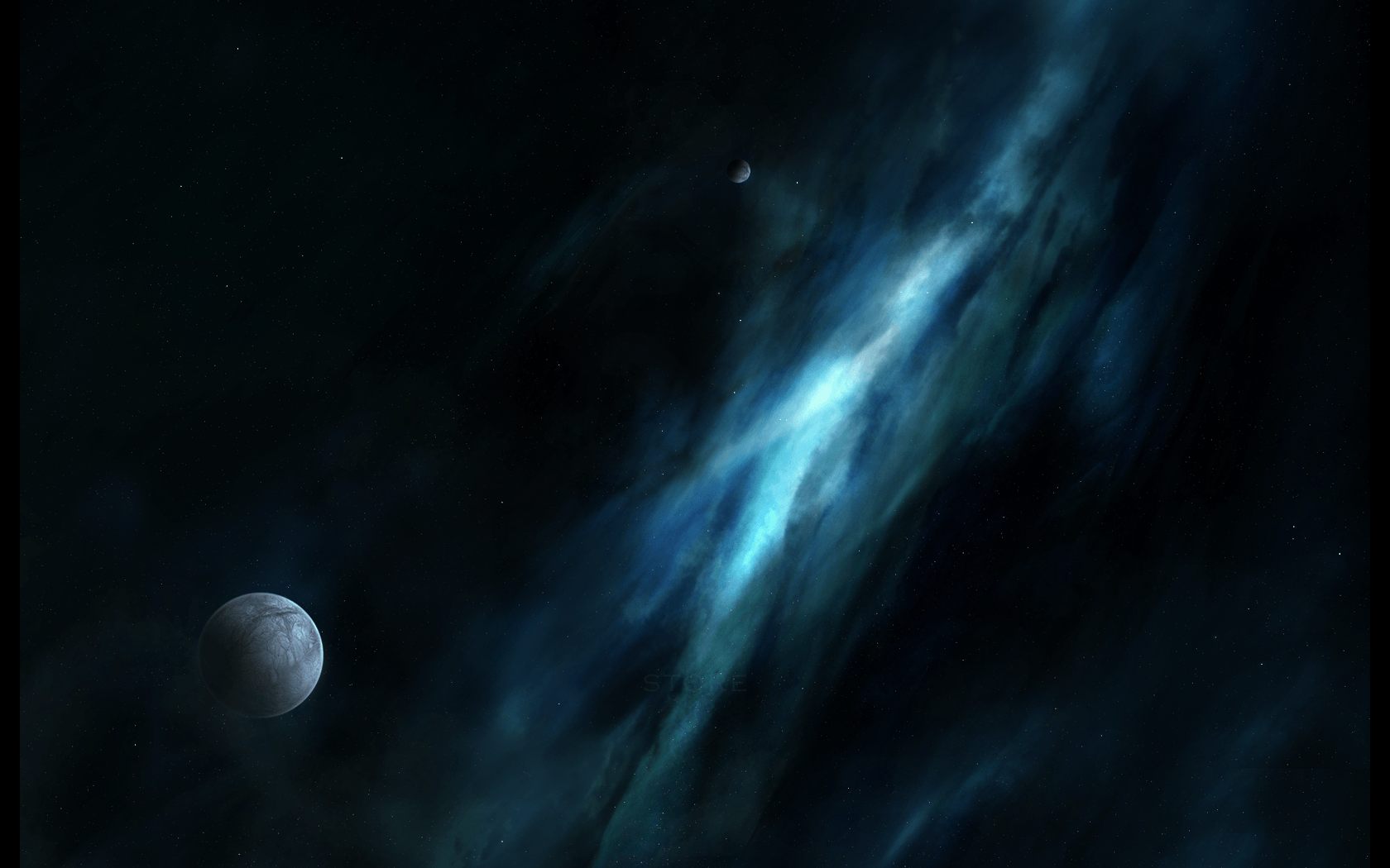 Nebulosa spaziale con pianeta scuro, 1680x1050 HD Ready, Desktop