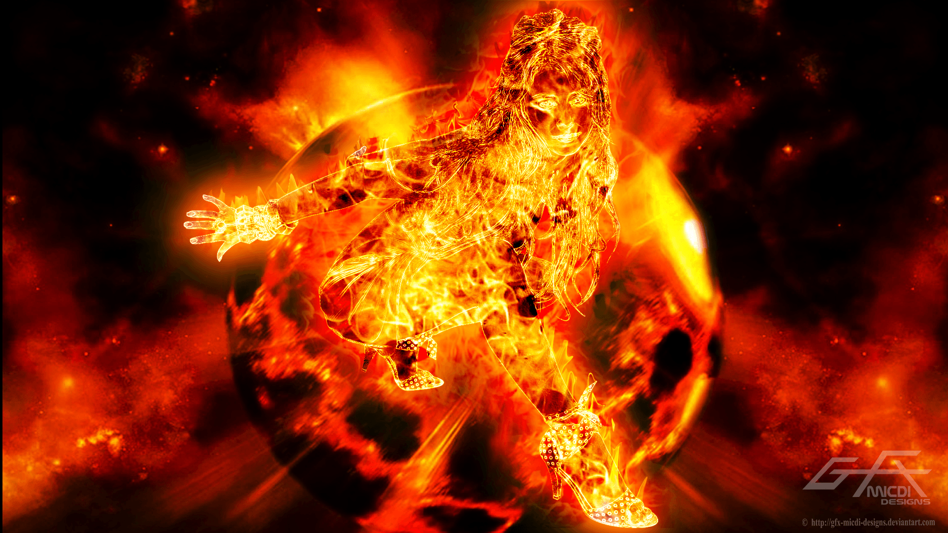Figura di fuoco astratta, 1920x1080 Full HD 1080p, Desktop