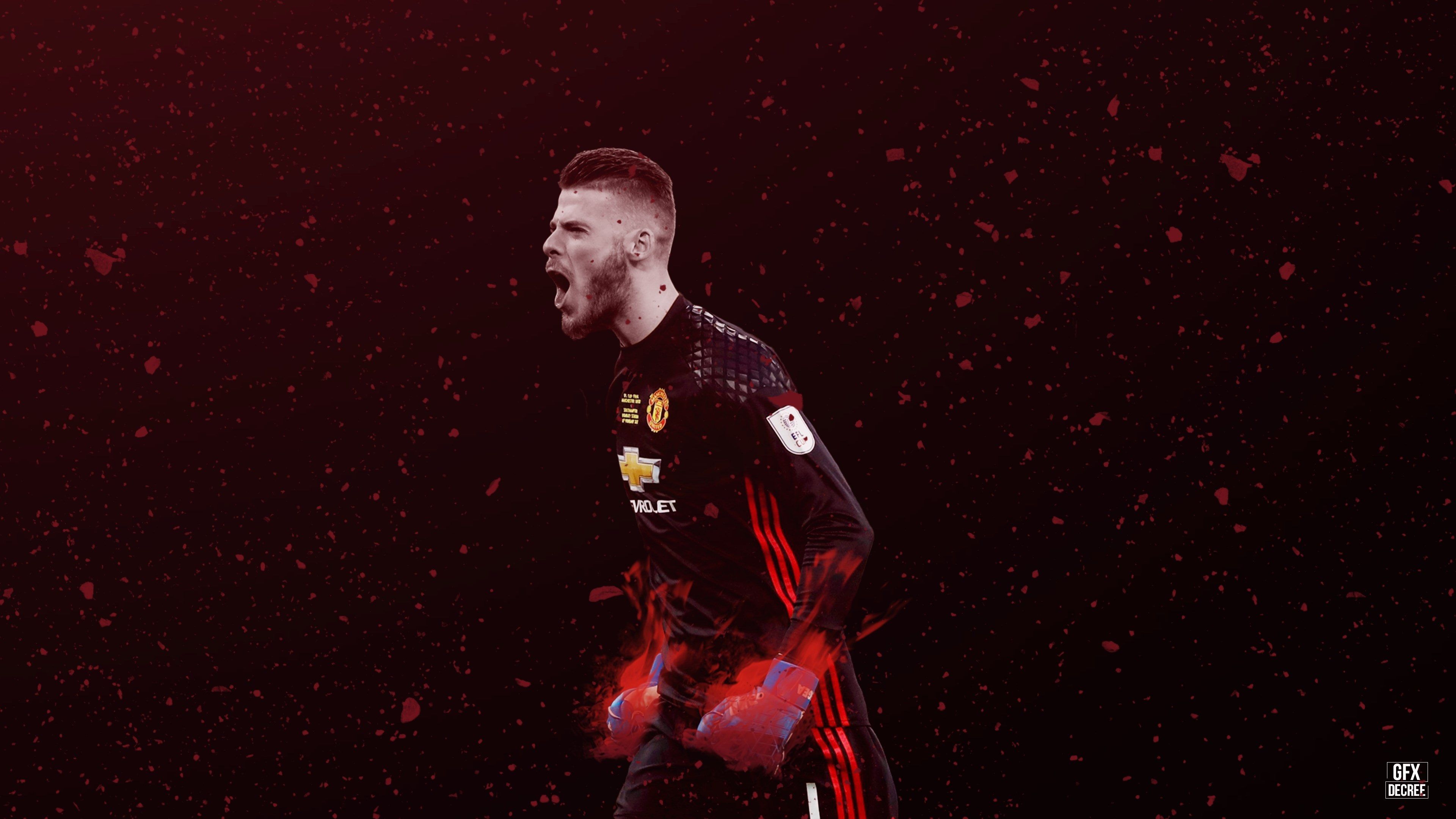 David De Gea, calciatore, sfondo rosso, 3840x2160 Ultra HD, 4K TV