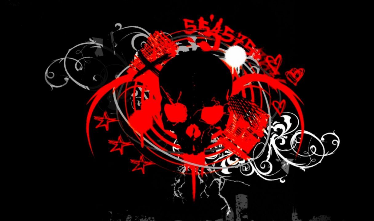 Teschio rosso graffiti nero, 1216x720 HD, Laptop