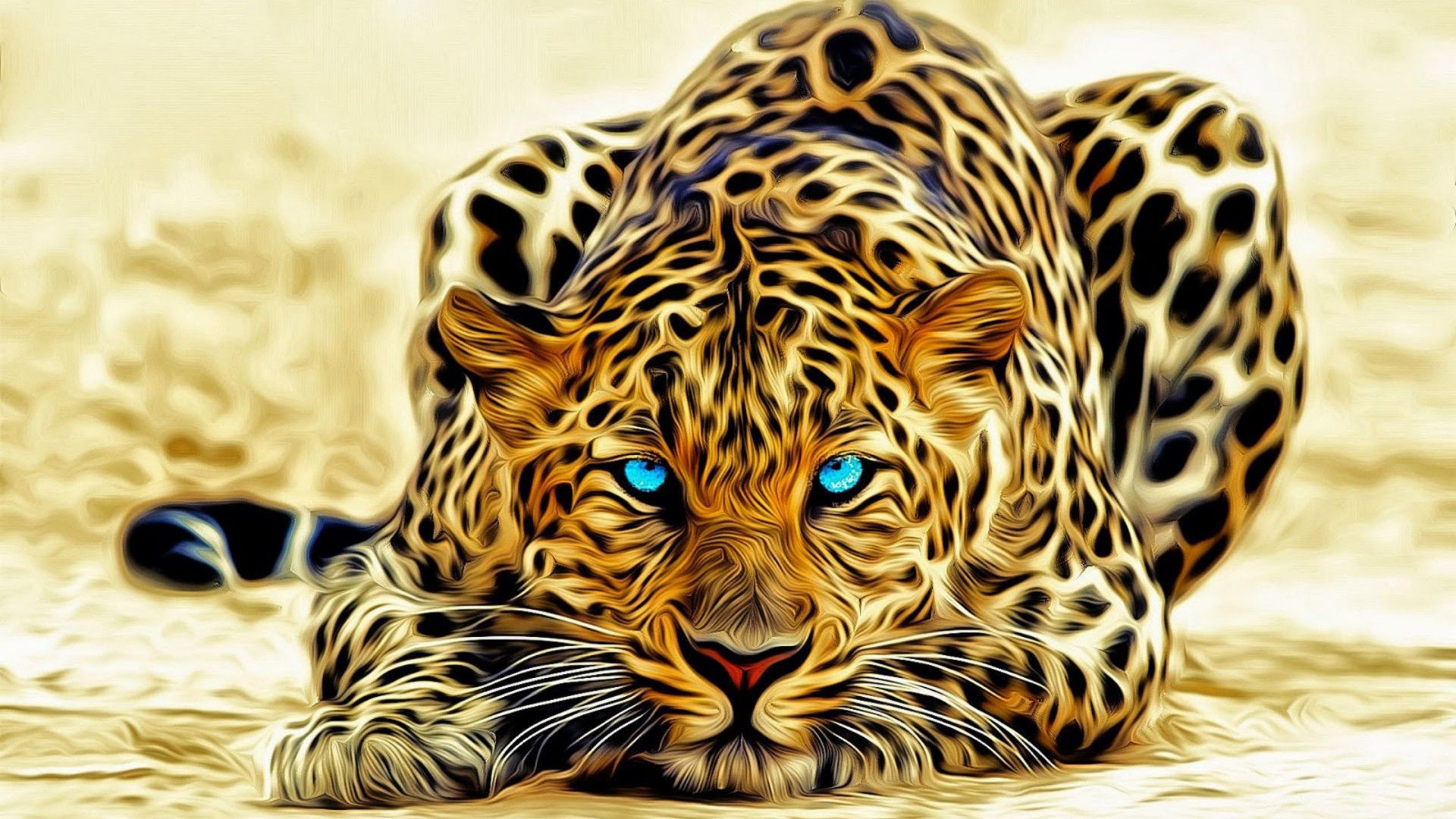Ghepardo digitale occhi blu, 1920x1080 Full HD 1080p, PC