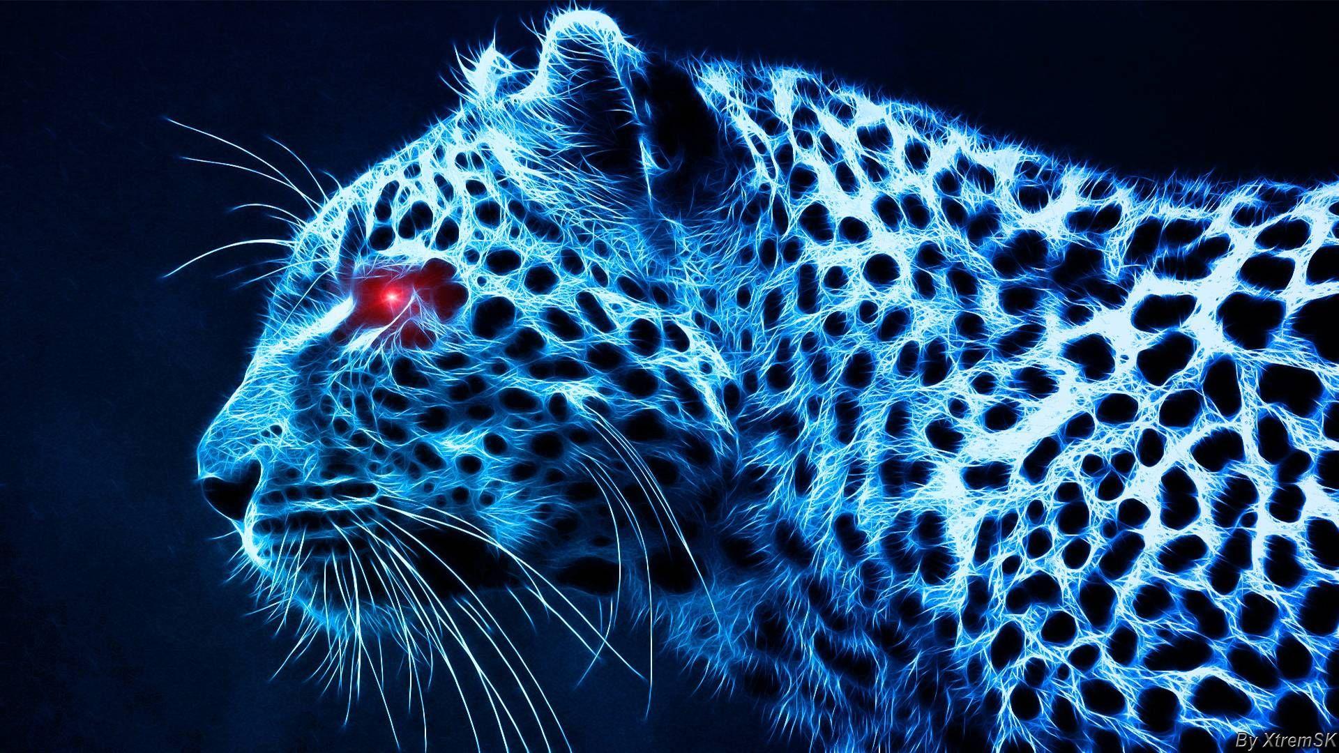 Ghepardo neon blu, 1920x1080 1080p, Desktop