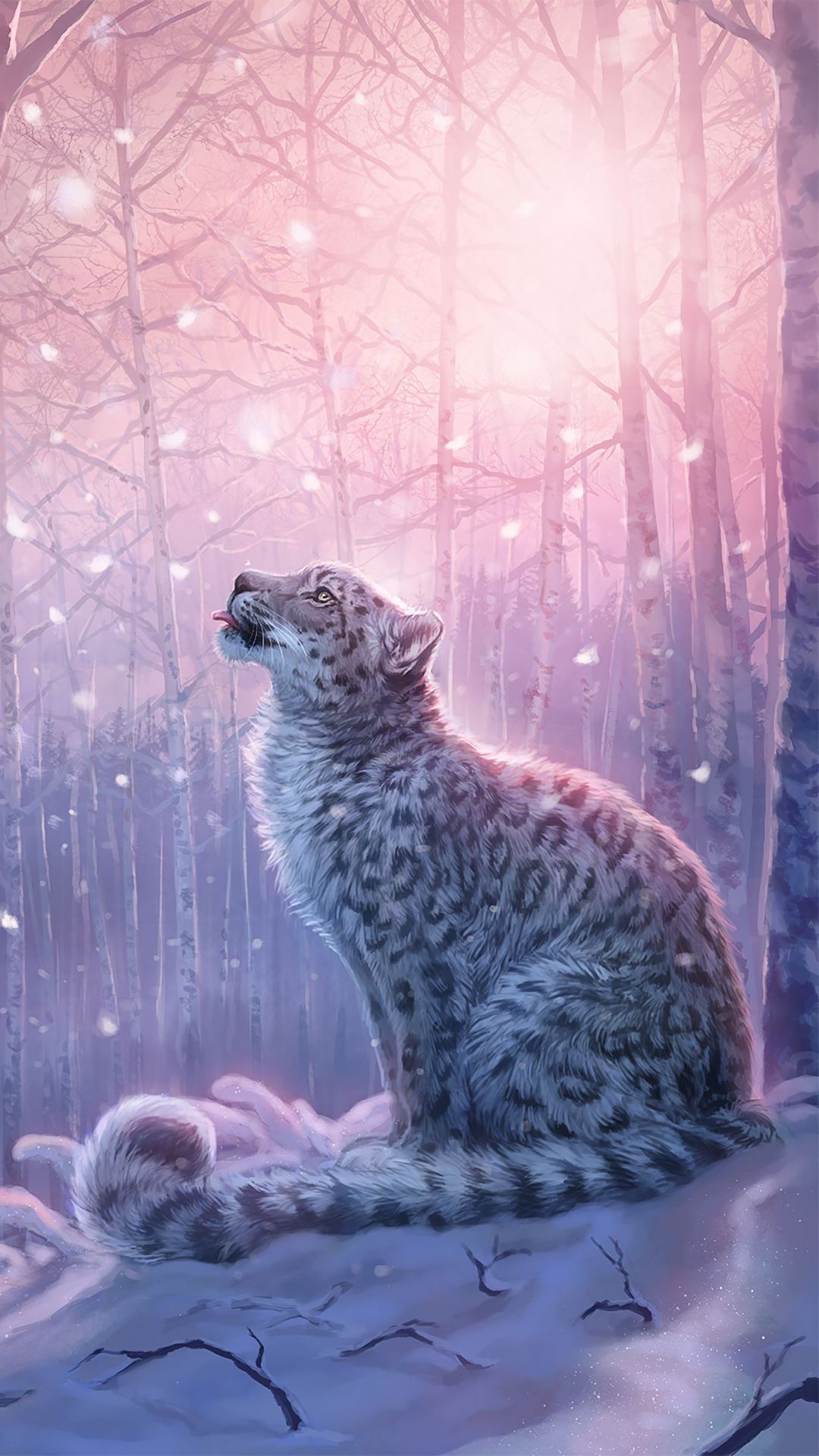 Leopardo delle nevi nel bosco, 1080x1920 Full HD Verticale, Samsung Galaxy