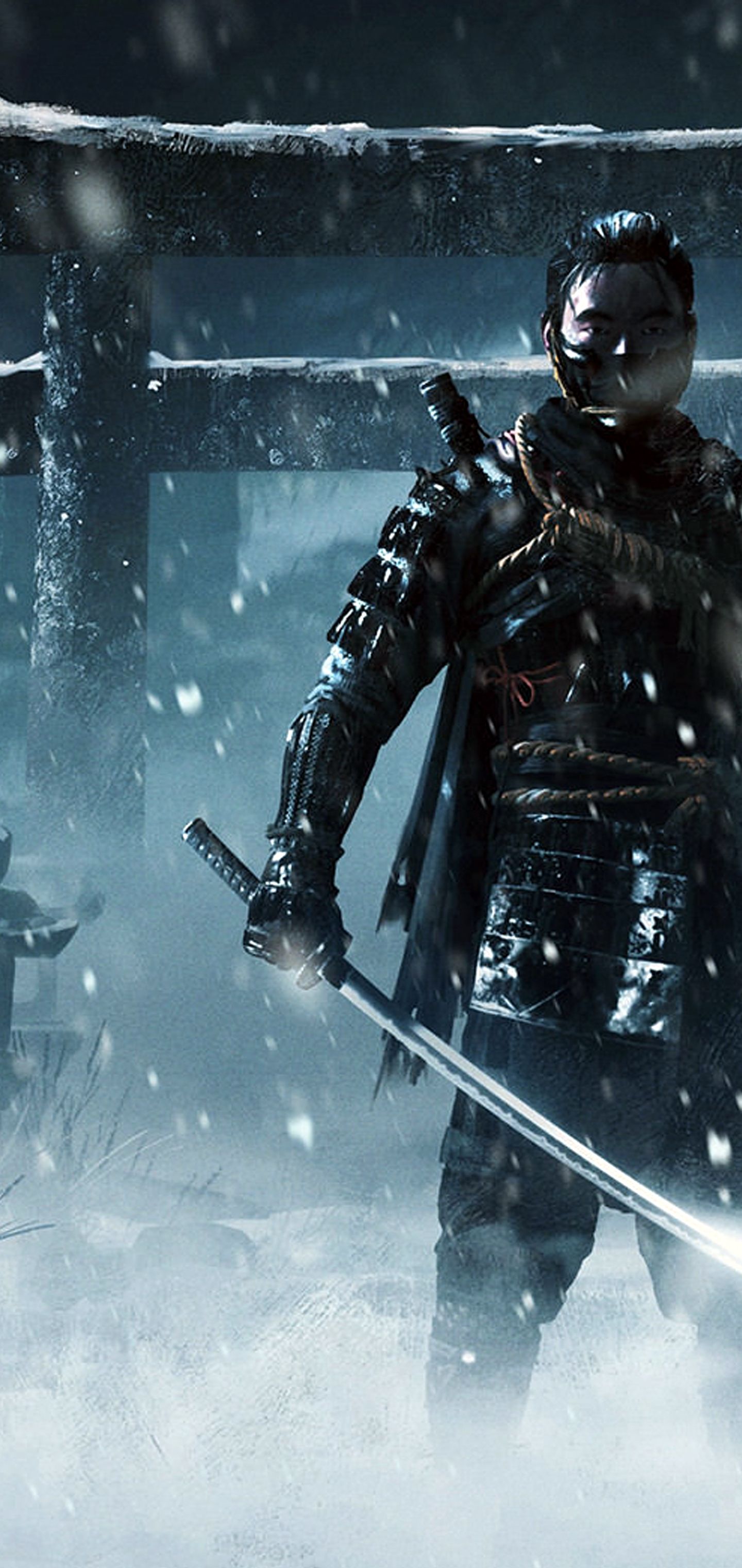 Samurai Ghost of Tsushima neve, 1440x3040 Full HD Verticale, iPhone
