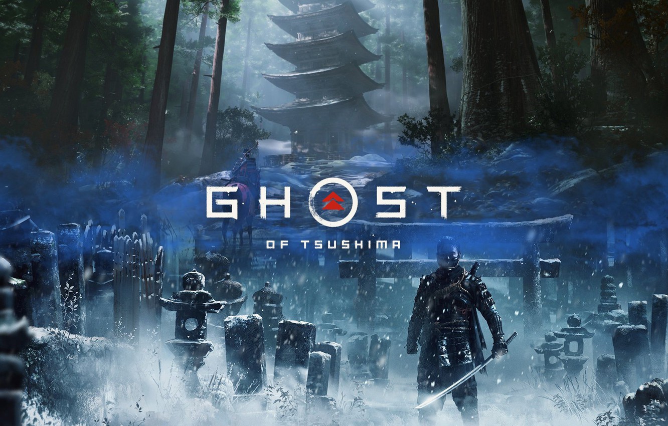 Ghost of Tsushima samurai foresta, 1332x850 720p, Laptop