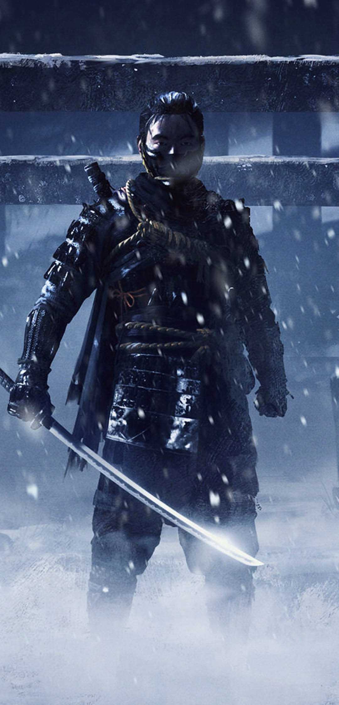 Samurai Ghost of Tsushima neve, 1080x2248 Verticale, Mobile