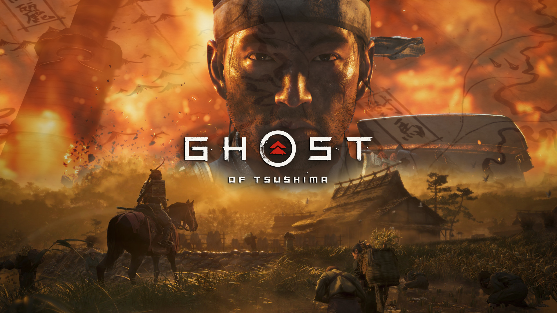 Ghost of Tsushima samurai arancione, 1920x1080 Full HD, Desktop
