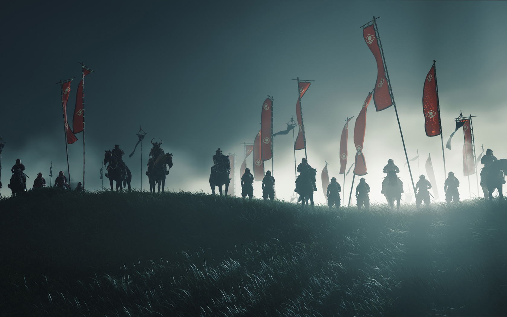 Samurai a cavallo con bandiere, 1680x1050 HD Ready, Notebook Gaming