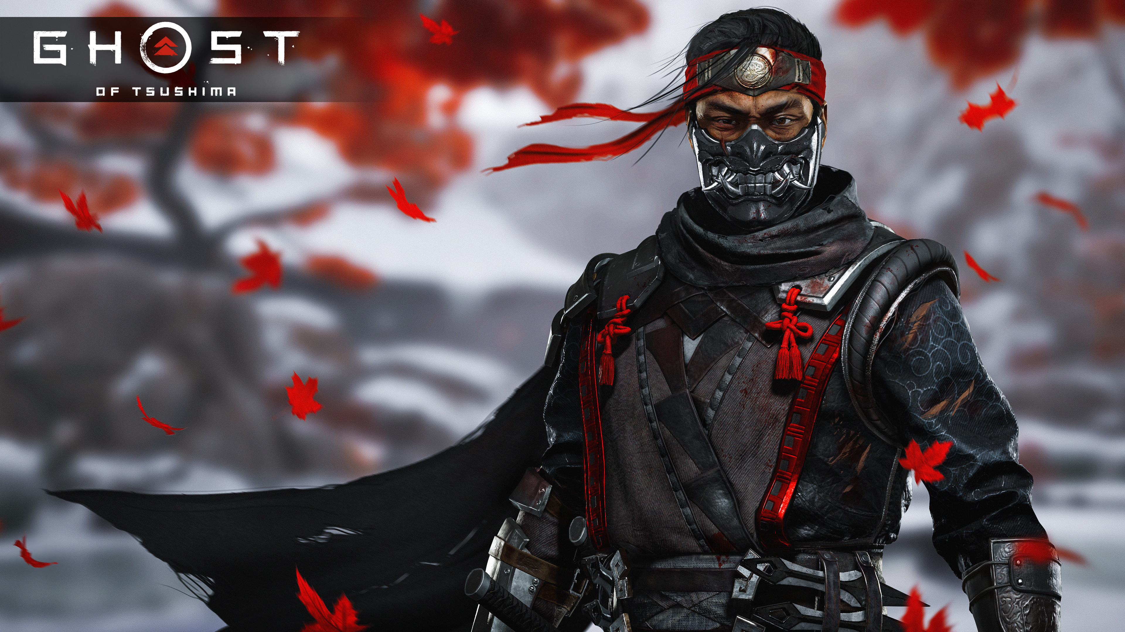 Samurai Ghost of Tsushima mantello nero, 3840x2160 Ultra HD, 4K TV