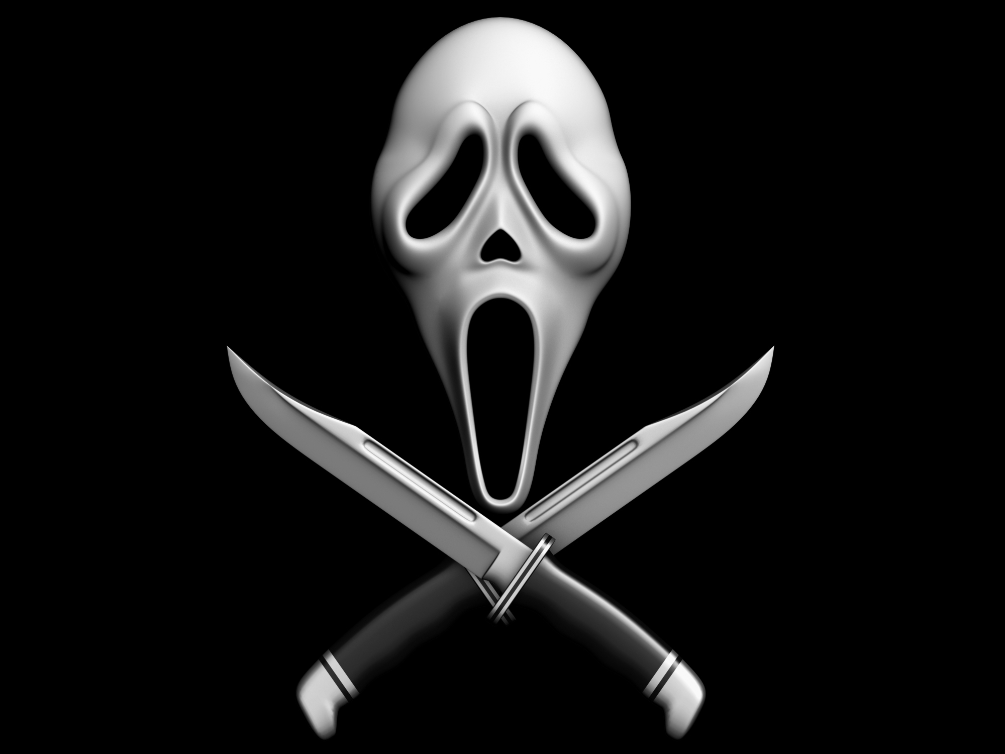 Maschera Ghostface con coltelli incrociati, 2000x1500 2K, Desktop
