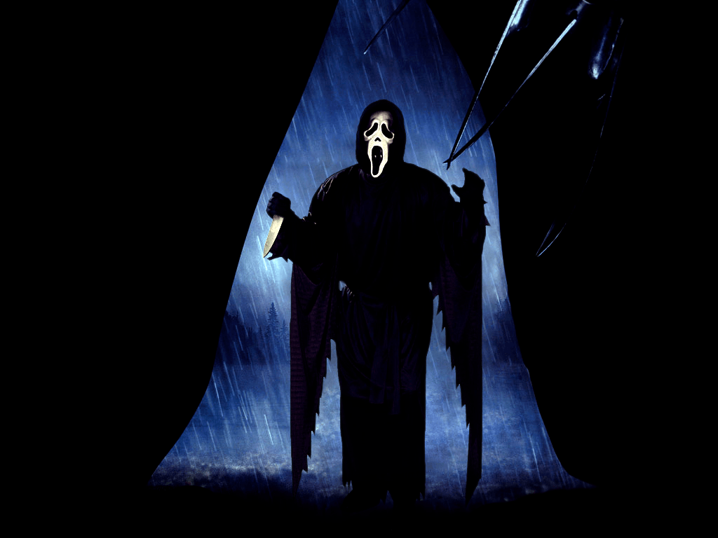 Ghostface con coltello nella pioggia, 1024x768 HD, Desktop